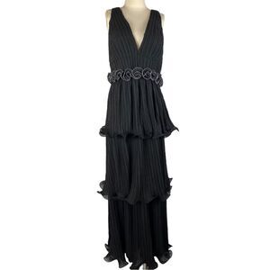 Ieena for Mac Duggal Plunge Neck Rosette Gown - NEW